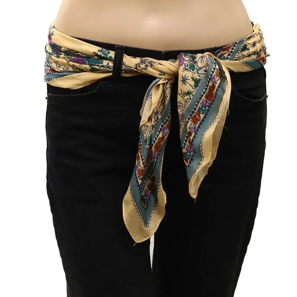 Free People So Silk Printed Bandana Scarf Tube Top Belt Floral Paisley Wrap OS